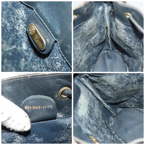 GUCCI Micro GG Supreme Sherry Line Shoulder Bag PVC Navy Gold Auth 125756 - Picture 15 of 16